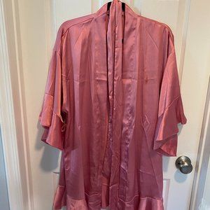 Victoria Secret Flounce Satin Robe, Pink, XS